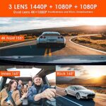 VANTRUE N4 3 Lens Dashcam 1440P + Dual 1080P Kamera Auto, 4K 3840x 2160P vorne, Infrarot-Cut Nachtsicht, 24/7 Parkmodus, WDR 2.45 Zoll IPS, Hitzebeständig Superkondensator Dash Cam G Sensor Max 512GB – Bild 2