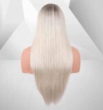 VEBONNY Perücken für Damen, Kunsthaar Lace Front Perücke, Realistisch aussehendes Kunsthaar Platin – Bild 3