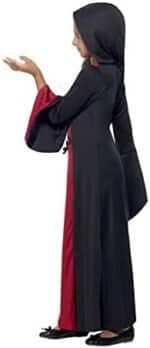 Halloween! Smiffys Kostüm Vamp, Rot und Schwarz, mit Kleid und Kapuze, Schnürdetail – Bild 2