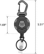 2er-Pack einziehbarer Schlüsselanhänger, strapazierfähiger Karabiner-Ausweishalter, taktische ID-Ausweisrolle mit einziehbarer 31-Zoll-Stahlschnur – Bild 2