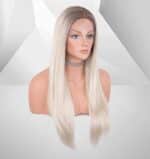 VEBONNY Perücken für Damen, Kunsthaar Lace Front Perücke, Realistisch aussehendes Kunsthaar Platin – Bild 2