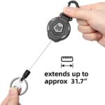 2er-Pack einziehbarer Schlüsselanhänger, strapazierfähiger Karabiner-Ausweishalter, taktische ID-Ausweisrolle mit einziehbarer 31-Zoll-Stahlschnur – Bild 4