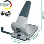 Leitz Extrastarker Registraturlocher aus Metall,  Grosser Locher für das Büro, Anschlagschiene mit Formatangaben, Ergonomisches Design – Bild 5