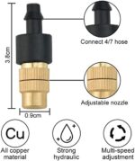 Favengo 20 Stück Sprinkler Düse Messing Nebeldüsen Messing Set Einstellbare Sprühdüsen Misting Sprayer Düsen Nebel Sprinkler für Gras – Bild 2
