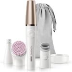Braun FaceSpa Pro Beauty Set mit Gesichtsepilierer, Gesichtsreinigungsbürste, Aufsatz, Halter und Tasche, SE912, weiss/bronze & Face Mini-Haarentferner, für Damen, FS1000 – Bild 3