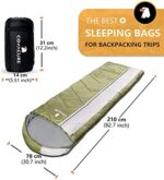 COVACURE Schlafsack Camping, Leicht, Kompakt, Wasserdicht, Warm für 4 Jahreszeiten Outdoor, 210 x 78 cm für Erwachsene & Kinder – Bild 2