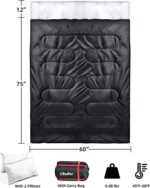 Schlafsack Outdoor Sommer Ohuhu Doppelschlafsack 220x150cm Erwachsene Deckenschlafsack 2.75kg mit 2 Kissen und 1 Tragetasche, Vier Doppel Zippern, Angenehme Temperatur für Outdoor, Camping – Bild 3
