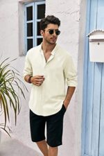 Gemijacka Leinenhemd Herren Hemd Herren Langarm Sommerhemd Herren Regular Fit Freizeithemd – Bild 6