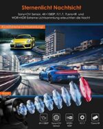 VANTRUE X4S Dual Dashcam Auto 4K+1080P WiFi , 2560X1440P 60FPS Vorne, Sternenlicht Nachtsicht, 24Std. Dual Bewegung Parküberwachung Autokamera, 3 Zoll IPS, Superkondensator, G-Sensor, Max 512GB – Bild 4