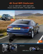VANTRUE X4S Dual Dashcam Auto 4K+1080P WiFi , 2560X1440P 60FPS Vorne, Sternenlicht Nachtsicht, 24Std. Dual Bewegung Parküberwachung Autokamera, 3 Zoll IPS, Superkondensator, G-Sensor, Max 512GB – Bild 2