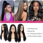 Echthaar perücke frauen T part lace front wig schwarze – Bild 5