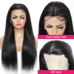Echthaar perücke frauen T part lace front wig schwarze – Bild 3