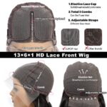 Echthaar perücke frauen T part lace front wig schwarze – Bild 4