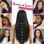 Echthaar perücke frauen T part lace front wig schwarze – Bild 6