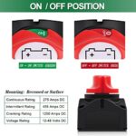 Bolatus Batterie Trennschalter 12V 24V 48V Batterieschalter 1-2-Both-OFF, 275A Hauptschalter Stromschalter Akku Trennen Master für Auto LKW Boot Jacht Wohnwagen Motorrad KFZ – Bild 3