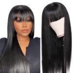Echthaar Perücke gerade 2X4 Lace Front Perücke Echthaar mit Pony Perücke Damen Echthaar für Frauen