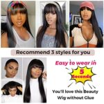 Echthaar Perücke gerade 2X4 Lace Front Perücke Echthaar mit Pony Perücke Damen Echthaar für Frauen – Bild 2