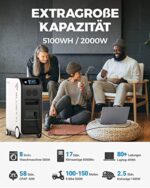BLUETTI Powerstation EP500, 5100Wh LiFePO4 Stromspeicher, 2000W Nennleistung mit 3 AC-Ausgängen (4800W Peak) und 1200W Max Solar-Eingang, nahtlose USV für den Heimgebrauch, Stromausfall – Bild 2