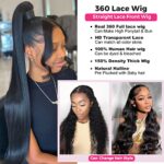 Full 360 Lace Front Human Hair Wigs Straight Echthaar Perücke Damen Glueless – Bild 4
