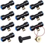 HUAZIZ 21 Stücke T-Stück Wasserrohr Verbinder mit Messing Nebeldüsen Bewässerungssystem Sprayer Sprinkler Sprühdüse T-Steckverbinder Kühlsystem Outdoor Misting System Zubehör – Bild 4