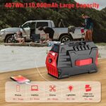 Powkey Tragbare Powerstation 407Wh/ 500W Reine Sinuswelle Solar Generatoren Akku mit 230V Ausgang/Car Lighter Port/USB Ausgabe,für Reise Camping Wohnmobil und als Notstromaggregat – Bild 4