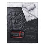 Schlafsack Outdoor Sommer Ohuhu Doppelschlafsack 220x150cm Erwachsene Deckenschlafsack 2.75kg mit 2 Kissen und 1 Tragetasche, Vier Doppel Zippern, Angenehme Temperatur für Outdoor, Camping