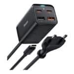 USB C Ladegerät, Baseus 65W PD GaN III, USB C Netzteil 4-Ports [2USB-C + 2USB] PD Ladegerät mit 5ft AC Kabel für MacBook Pro/Air, USB-C Laptop, iPhone 13/12, iPad Pro, Samsung Galaxy S22, S21