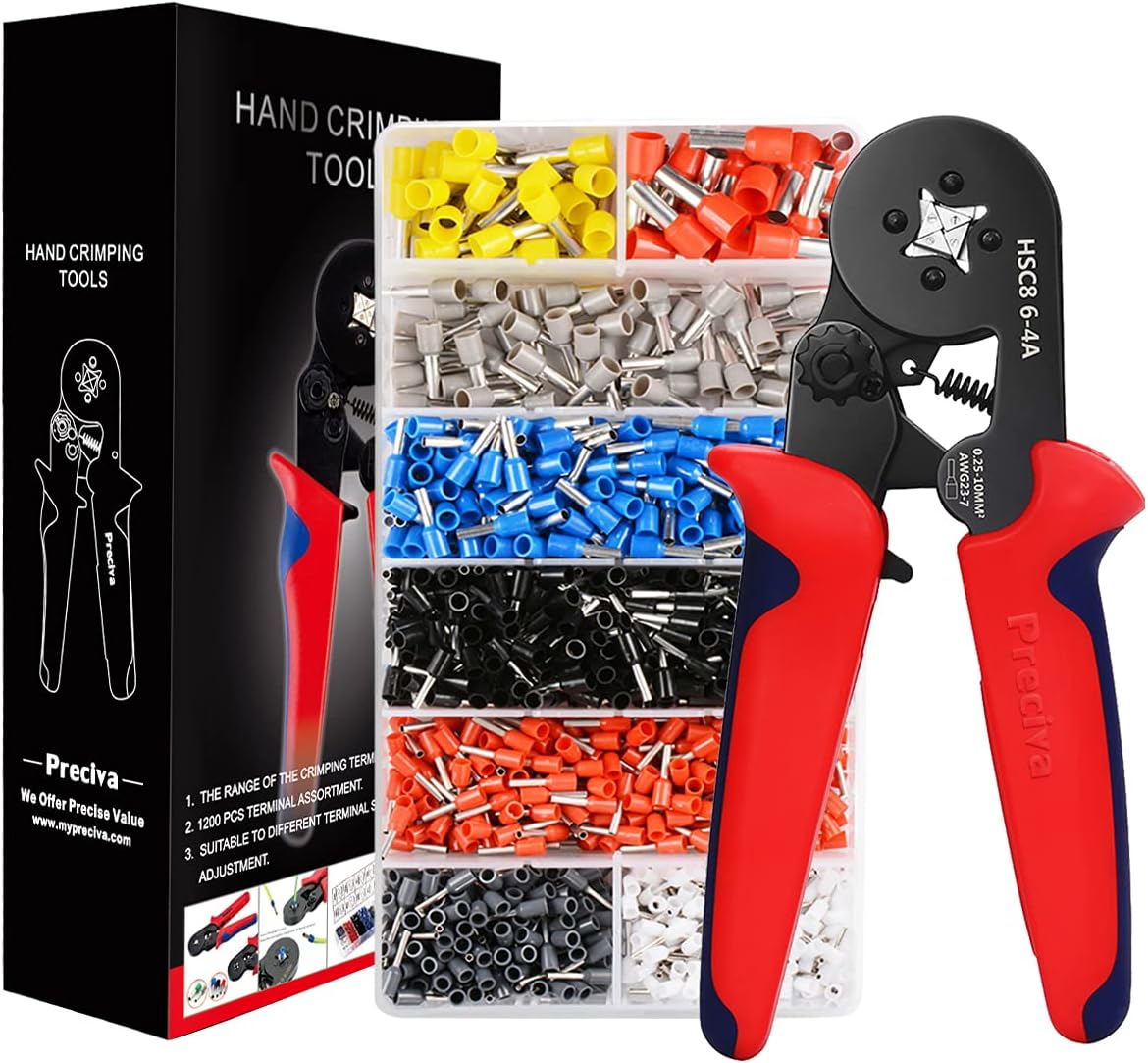 Preciva Crimpzangen Set mit 1200 Aderendhülsen (0,25–10 mm²)
