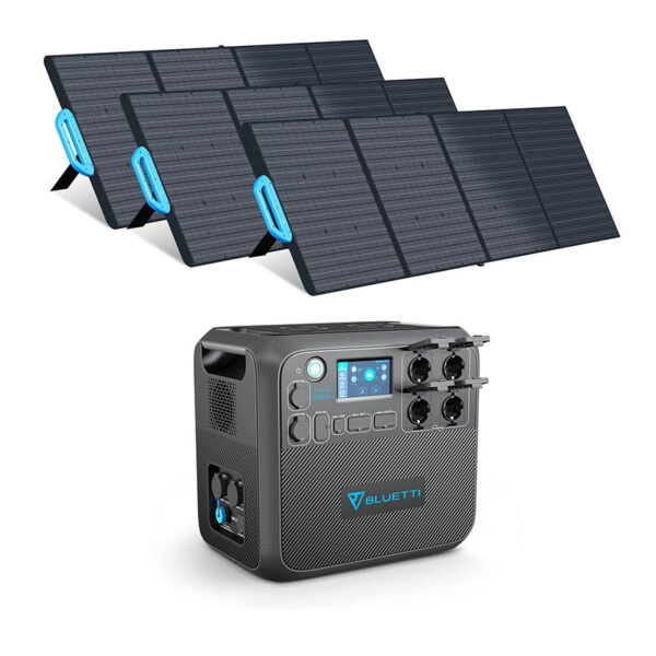 BLUETTI Solargenerator AC200MAX mit 3 x PV200 Solarpanel, 2048Wh/2200W LiFePO4 Tragbare Powerstation Stromaggregat, 200W Solarmodule für Notstromversorgung Camping, Stromausfall