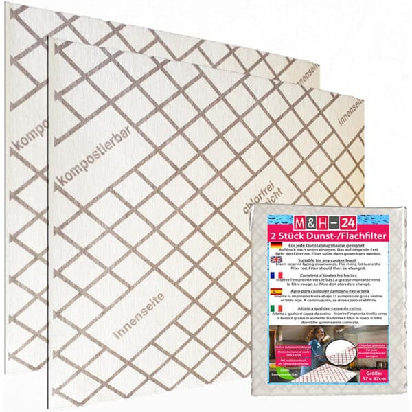 M&H-24 Dunstabzugshaube Flachfilter Universal Zuschneidbar mit Sättigungsanzeige