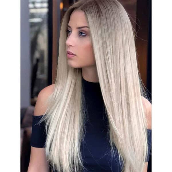 VEBONNY Perücken für Damen, Kunsthaar Lace Front Perücke, Realistisch aussehendes Kunsthaar Platin