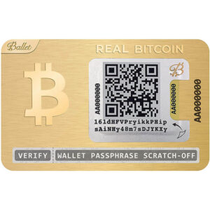 Ballet REAL Bitcoin - Gold Edition- Physisches Wallet mit Unterstützung für mehrere Kryptowährungen, Die einfachste Cold Storage Wallet für Kryptowährungen