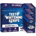 DrDent Premium Zahnweiss-Streifen - 20 Whitening-Sitzungen - Non-Sensitive Formel - 40 Peroxid frei Whitening-Streifen - sicher für Zahnschmelz + Mundöffner enthalten