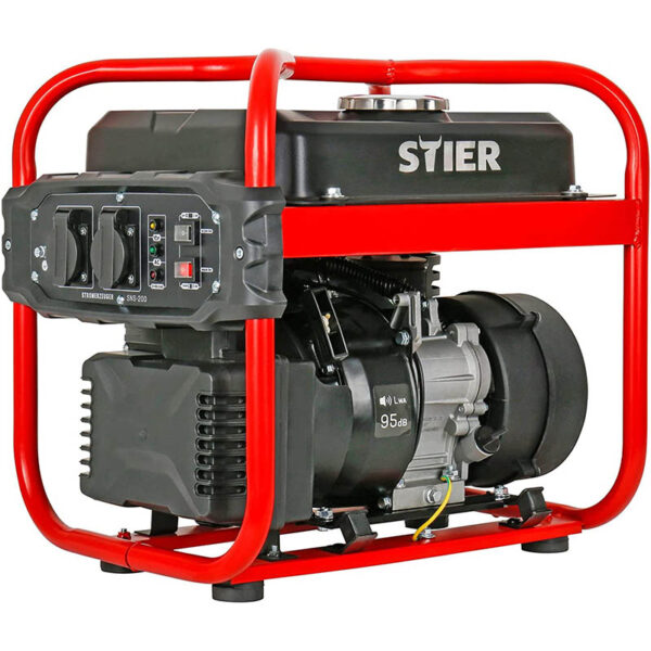 STIER Stromerzeuger SNS-350, Strom Generator, 13l Tankvolumen, 38 Kg, Stromerezuger leise mit 69 dB(A), 4-Takt Motor, Inverter Stromaggregat, mit Ölsensor, Laufzeit bis zu 8 Stunden