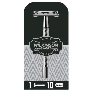 Wilkinson Sword Classic Vintage hochwertiger Rasierhobel inkl. 10 Doppelklingen aus Vollmetall, Für eine besonders exakte und schonende Rasur