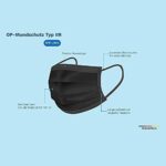 SYMTEX 100 Stück Schwarze Medizinisch Chirurgische Masken Type IIR Norm EN 14683 zertifizierte CE Mundschutzmasken OP Maske 3-lagig Mundschutz Gesichtsmaske Einwegmaske mund und nasenschutz – Bild 5
