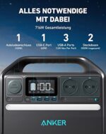 Anker 535 Kompakte Power Station, Tragbare Stromgenerator 512Wh 500W 7-Anschlüsse Stromerzeuger für Draussen, 2 AC-Anschlüsse, 60W USB-C PD Port, LED Licht für Camping, Stromausfall – Bild 7
