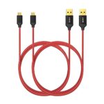 Anker Micro USB High Speed Sync und Ladekabel, rot, 1,8 m Länge, Packung von 2