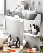 EigPluy 2 Stück Badezimmer Regal, Ohne Bohren Badezimmerregale, Duschregal Plastik Duschkörbe an der Wand montiert für Küchen und Badezimmer – Bild 5