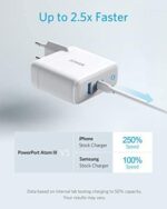 Anker PowerPort+ Atom III Kompaktes 60W PIQ 3.0 & GaN Tech USB-C-Wandladegerät, Doppel-Port mit PIQ 2.0 USB-A und 45W USB-C, USB-C Laptops, Macbook, iPad Pro, iPhone, Galaxy, Pixel und mehr – Bild 3