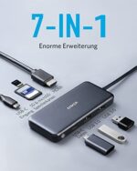 Anker USB C Hub, 341 USB C Adapter (7-in-1), 4K HDMI, 100W Power Delivery, USB C und 2 USB A 5Gbps Datenports, microSD & SD Speicherkartensteckplatz, Geeignet für MacBook Air, MacBook Pro, XPS, usw. – Bild 2