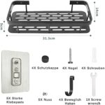 Piroir Duschregal, 2 Stück Duschkorb, Duschablage Ohne Bohren, Badezimmer Regal selbstklebendes oder Stanzen, Duschorganisator mit 5 Klebeflächen und 4 Haken, Space Aluminium, Rostfrei, Schwarz – Bild 6