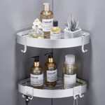 GERUIKE Duschablage Ohne Bohren,Duschregal Ohne Bohren, Duscheckregal, Duschkorb, Badregal, für Bad Küche Toilette, Aluminium, 2 Stück