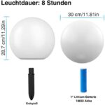 Solarlampen für aussen, infray Solarleuchten für aussen, Solar Gartenleuchten 30cm Solarkugel mit 9 Modi Leuchte, IP67 Wasserdicht LED Solarleuchten – Bild 7