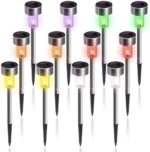 GIGALUMI LED Solarleuchten für Garten 12 Stück aus Edelstahl wasserdichte Solarlampe ideal für aussen, Terrasse, Rasen, Garten, Hinterhöfe und Wege