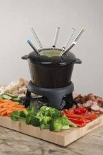 Kitchen Craft MasterClass Fleisch-/Käse-/Schokoladen-Fondue-Set aus Gusseisen, mit Sechs Edelstahlgabeln, 21 x 18 cm – Bild 3
