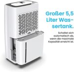 Pro Breeze Luftentfeuchter 20L in 24h Entfeuchtungsleistung - Raumgrösse ca. 195m³ (~30 m²) - mit 4 Betriebsarten, Digitalanzeige, Ablaufschlauch, Wäschetrocknung, Timer - Gegen Feuchtigkeit, Schimmel – Bild 5