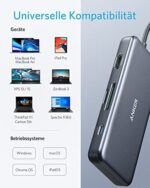Anker USB C Hub, 341 USB C Adapter (7-in-1), 4K HDMI, 100W Power Delivery, USB C und 2 USB A 5Gbps Datenports, microSD & SD Speicherkartensteckplatz, Geeignet für MacBook Air, MacBook Pro, XPS, usw. – Bild 6