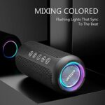 Ortizan Bluetooth Lautsprecher mit Buntem LED-Licht, Tragbarer Mini Bluetooth Box mit Freisprechfunktion, IPX7 Wasserschutz und 360° Surround Sound, Kabelloser Lautsprecher Musikbox mit AUX, TF – Bild 2