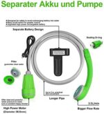 LIBERRWAY Campingdusche, Aussen- und Inneneinsatz Camping Dusche mit Wiederaufladbarer Akku, 1.8m Duscheschlauch Outdoor Dusche mit Pumpe für Garten Strand Camping Reisen Autowäsche – Bild 5